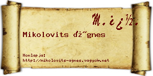 Mikolovits Ágnes névjegykártya